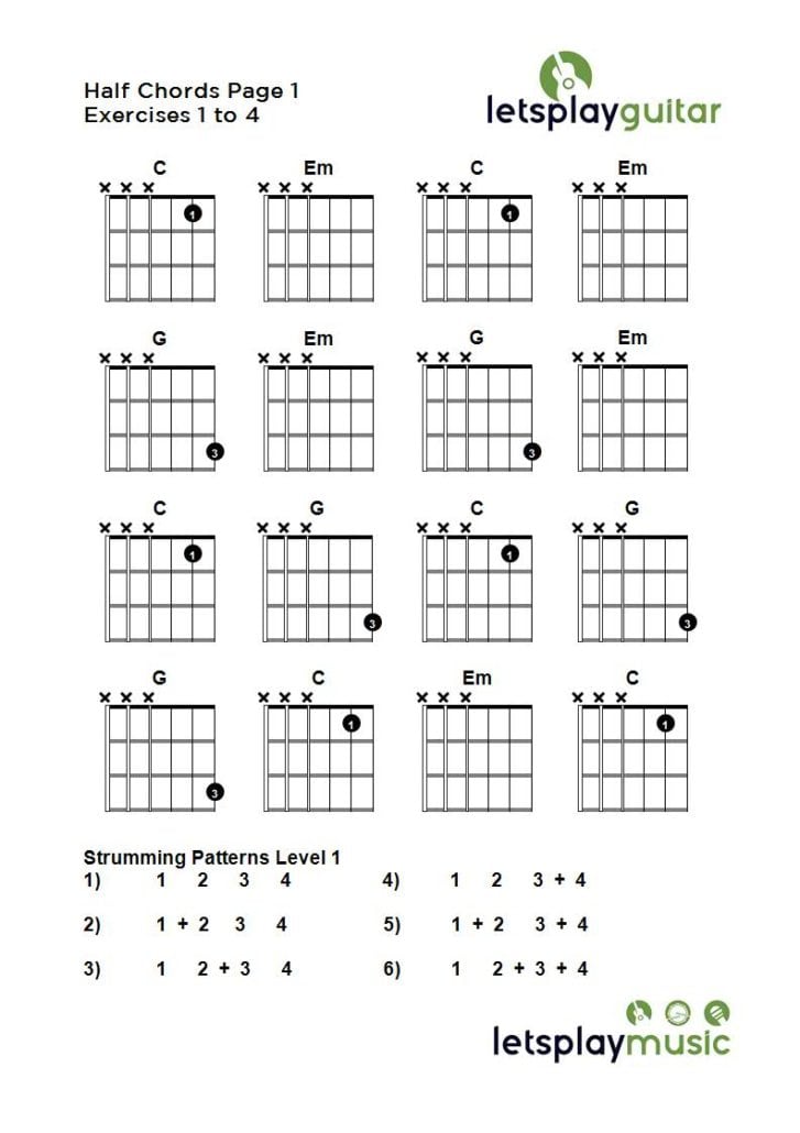 Half Chords Page 1 Exercises 1 To 4 - Lets Play Music