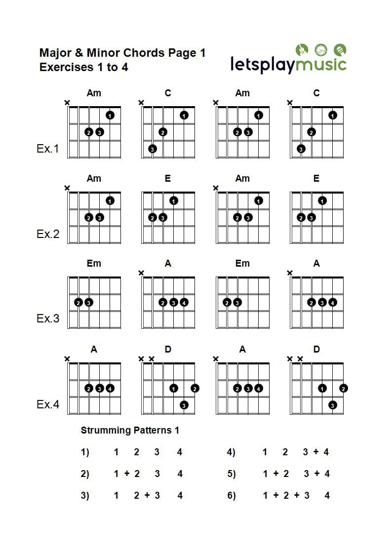 Major & Minor Chords Page 1 - Lets Play Music